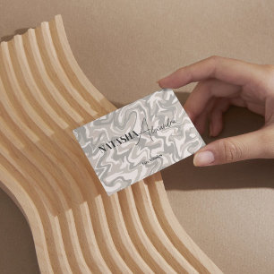 Hippie 70er Gray Marble Liquid Swirl Boho Muster Visitenkarte