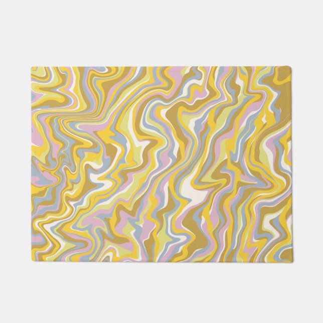 Hippie 70er Green Marble Liquid Swirl Boho Muster Fußmatte (Vorderseite)