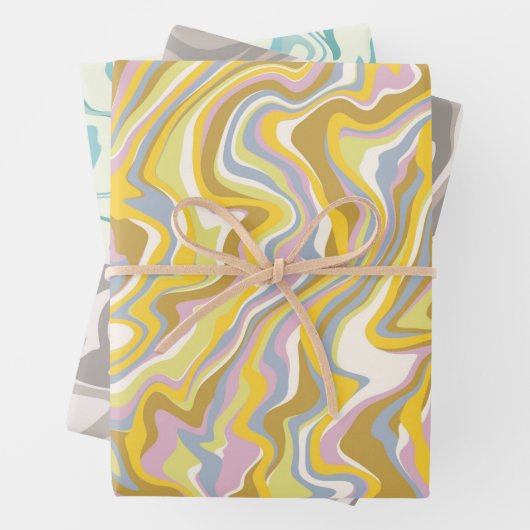 Hippie 70er Green Marble Liquid Swirl Boho Muster Geschenkpapier Set (Beispiel)