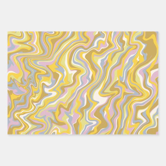 Hippie 70er Green Marble Liquid Swirl Boho Muster Geschenkpapier Set (Vorderseite)