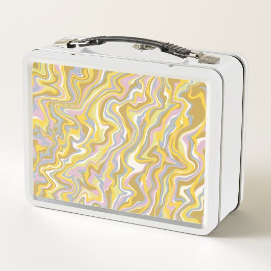 Hippie 70er Green Marble Liquid Swirl Boho Muster Metall Brotdose (Rückseite)