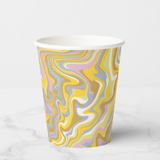 Hippie 70er Green Marble Liquid Swirl Boho Muster Pappbecher (Vorderseite)