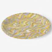 Hippie 70er Green Marble Liquid Swirl Boho Muster Pappteller (Schrägansicht)