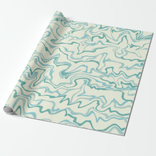 Hippie 70er Jahre Blaues Marmor Flüssigkeitswirbel Geschenkpapier