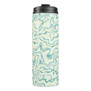 Hippie 70er Jahre Blaues Marmor Flüssigkeitswirbel Thermosbecher