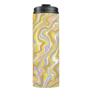 Hippie 70er Jahre Grün Marmor Flüssig Wirbel Boho Thermosbecher