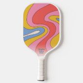 Hippie 70er Style Wavy Mod Pattern Benutzerdefinie Pickleball Schläger (Rückseite)