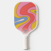Hippie 70er Style Wavy Mod Pattern Benutzerdefinie Pickleball Schläger (Vorderseite)