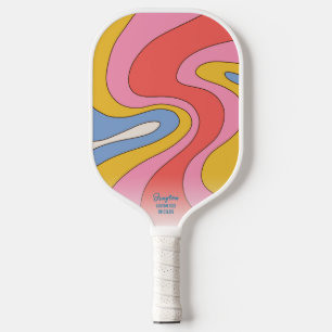 Hippie 70er Style Wavy Mod Pattern Benutzerdefinie Pickleball Schläger