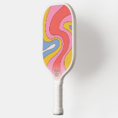 Hippie 70er Style Wavy Mod Pattern Benutzerdefinie Pickleball Schläger (Links)