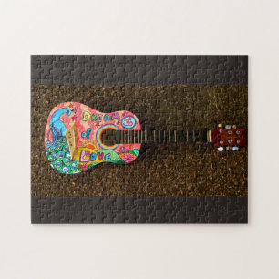 HIPPIE ACCOUSTIC GUITAR JIGSAW PUZZZZ PUZZLE