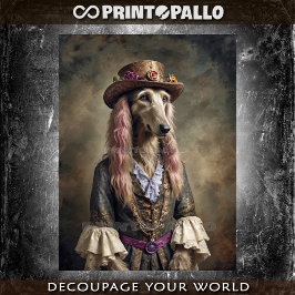 Hippie Afghan Hound Hund in traditionellem Kleid Seidenpapier