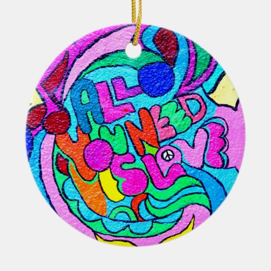 hippie-ähnliche FriedensLiebeverzierung Keramik Ornament (Vorne)