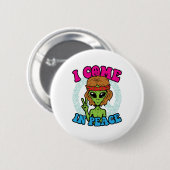 Hippie Alien I Come to Peace Trippy Peace Sign Button (Vorne & Hinten)