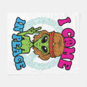Hippie Alien I Come to Peace Trippy Peace Sign Fleecedecke (Vorderseite (Horizontal))