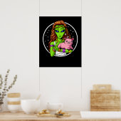 Hippie Alien Vegan Girl Poster (Küche)