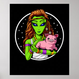 Hippie Alien Vegan Girl Poster