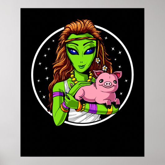 Hippie Alien Vegan Girl Poster (Vorne)