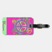 Hippie-Art-Friedenszeichen-Gepäckanhänger Gepäckanhänger (Rückseite horizontal)