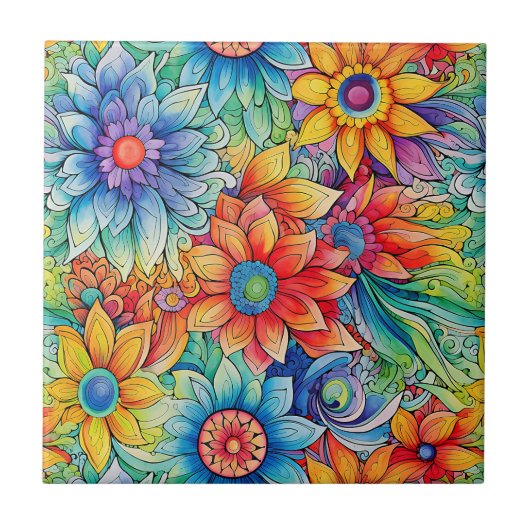 Hippie Art Keramik Tile Fliese (Vorderseite)