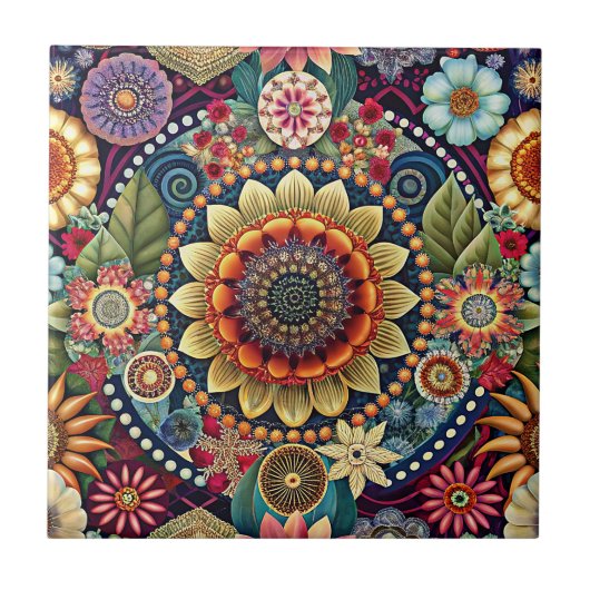 Hippie Art Keramik Tile Fliese (Vorderseite)