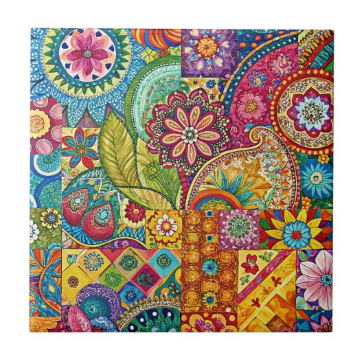 Hippie Art Keramik Tile Fliese (Vorderseite)