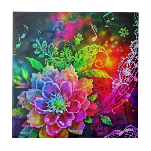 Hippie Art Keramik Tile Fliese (Vorderseite)