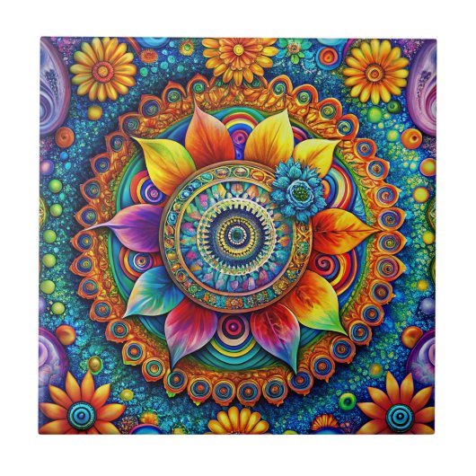Hippie Art Keramik Tile Fliese (Vorderseite)