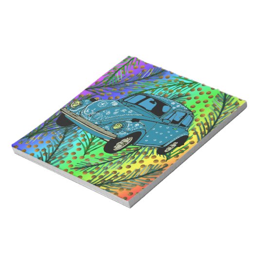 Hippie Auto Farbenfrohe Kunst Notepad Notizblock (Rotiert)