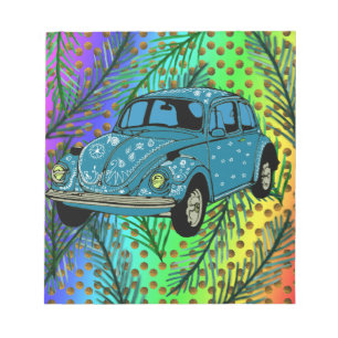 Hippie Auto Farbenfrohe Kunst Notepad Notizblock