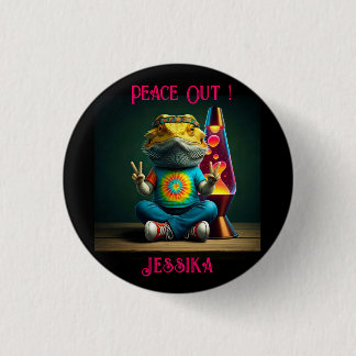 Hippie Bartagame Frieden Retro Custom Button