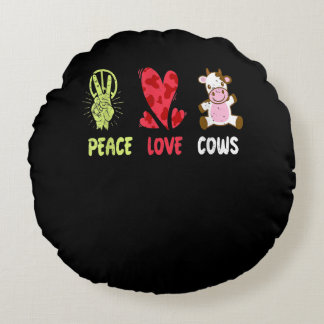 Hippie Bauer Cow Idee|Funny Cow Lover Geschenk Rundes Kissen