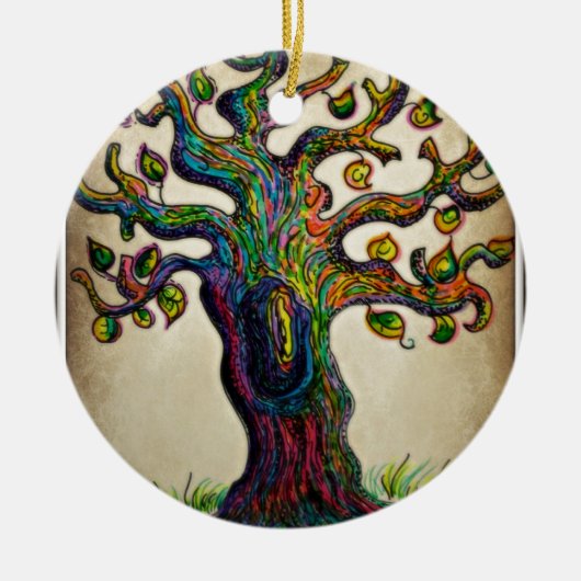 Hippie-Baum Keramik Ornament (Vorne)