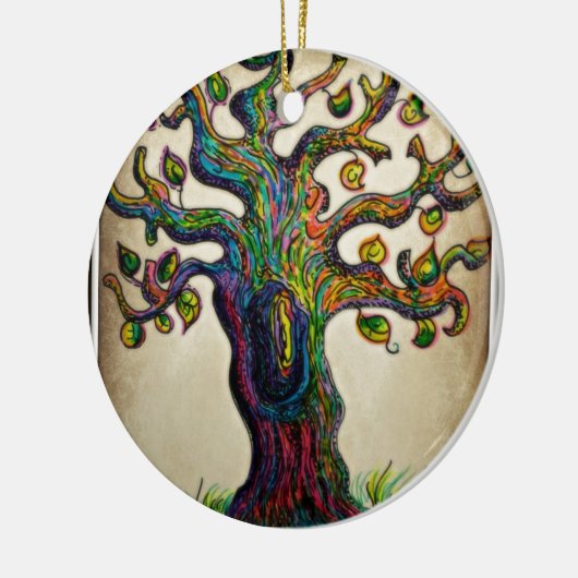 Hippie-Baum Keramik Ornament (Links)