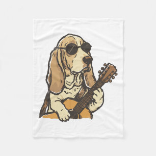Hippie Beagle Gitarre Hund Musikliebhaber Fleecedecke