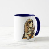 Hippie-Beagle spielt Gitarre Tasse (VorderseiteRechts)