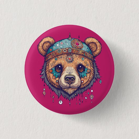 Hippie Bear I Button (Vorderseite)