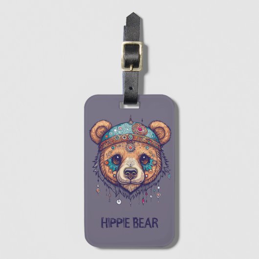 Hippie Bear I Gepäckanhänger (Vorderseite Vertikal)