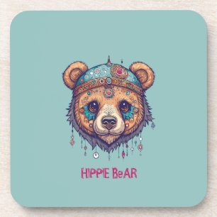 Hippie Bear I Getränkeuntersetzer