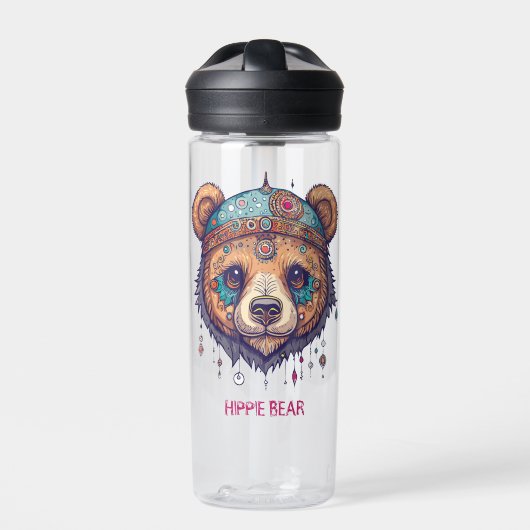 Hippie Bear I Trinkflasche (Vorderseite)