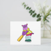 Hippie bei Cricket mit Cricket-Fledermaus Postkarte (Stehend Vorderseite)