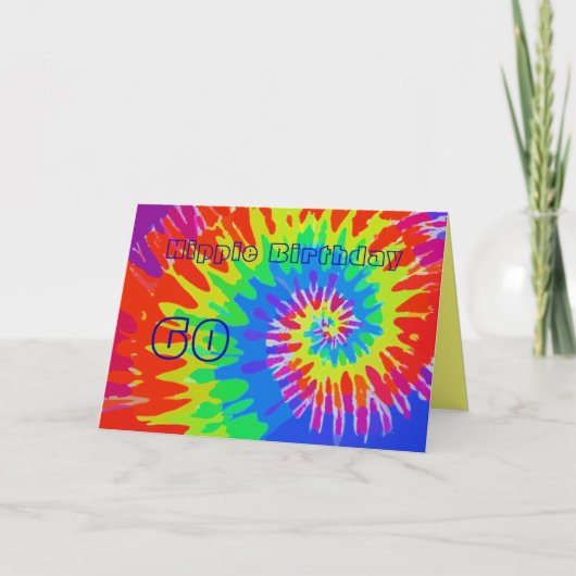 Hippie Birthday 60. Groovy Krawatte-Dye Card Karte (Vorderseite)