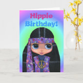Hippie Birthday! Lila Paisley Niedlich 60er Chick Karte (Gelbe Blume)