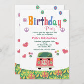 Hippie Birthday Party Einladung (Vorne/Hinten)