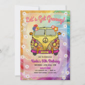 Hippie Birthday Party Einladung und Spiel (Vorderseite)