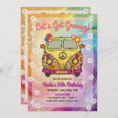 Hippie Birthday Party Einladung und Spiel (Vorne/Hinten)