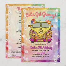 Hippie Birthday Party Einladung und Spiel