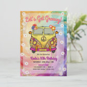 Hippie Birthday Party Einladung und Spiel (Stehend Vorderseite)