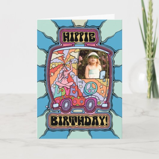 Hippie Birthday Personalizable Karte (Vorderseite)