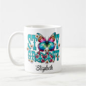 Hippie Bleibe Groovy Turquoise Floral Individuelle Kaffeetasse (Links)